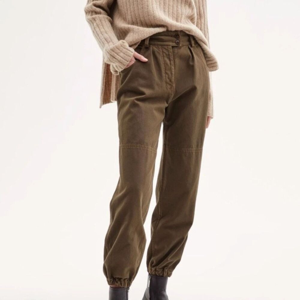 Nili Lotan Military Pants High Waist Size 6 Brown Cotton 100% COTTON Minimalist